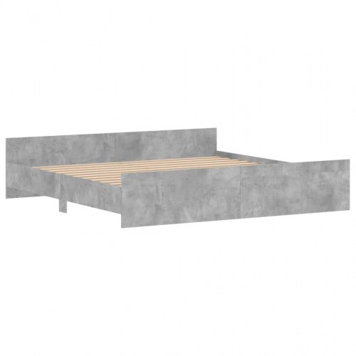 Sengeramme med gavl og fodgærde 200x200 cm - betongrå