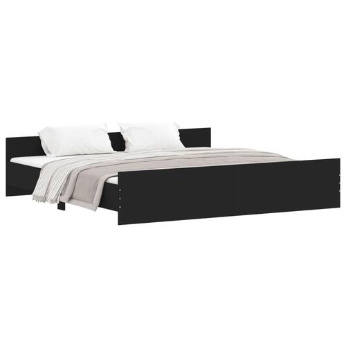 Sengeramme med sengegavl og fodgærde 200x200 cm sort