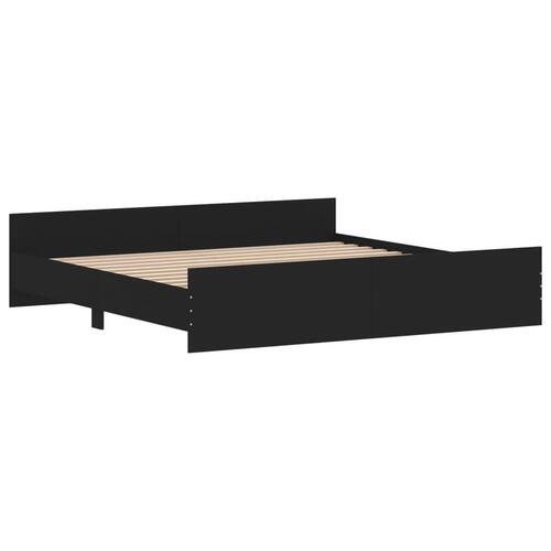 Sengeramme med sengegavl og fodgærde 200x200 cm sort