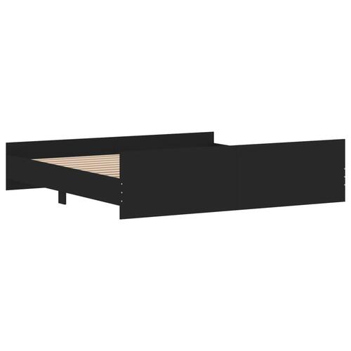 Sengeramme med sengegavl og fodgærde 200x200 cm sort