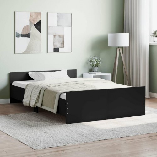 Sengeramme med sengegavl og fodgærde 120×200 cm - sort