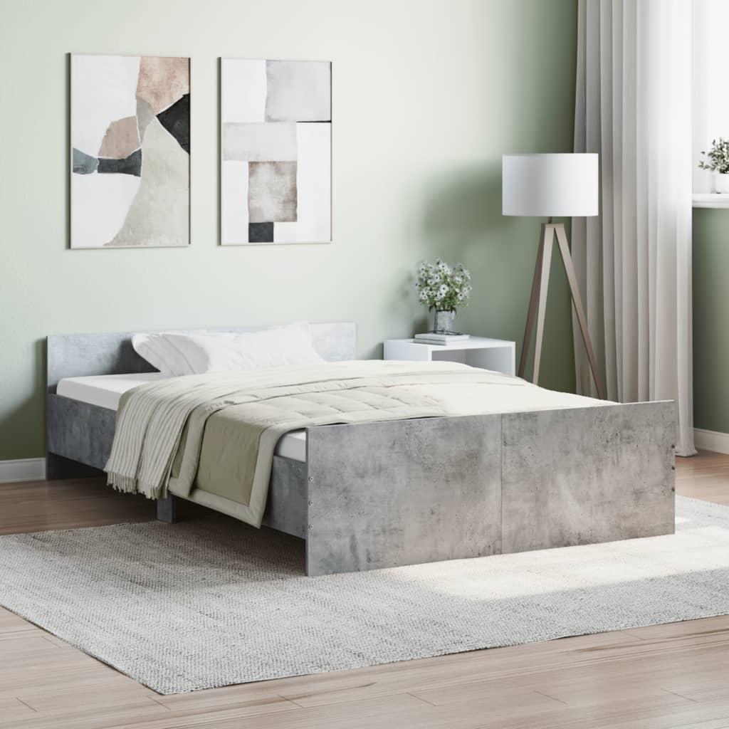 Sengeramme med sengegavl og fodgærde 120x200 cm betongrå
