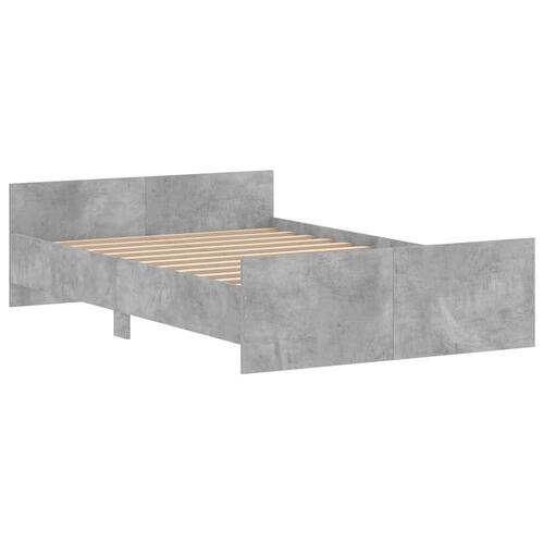 Sengeramme med sengegavl og fodgærde 120x200 cm betongrå