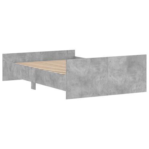 Sengeramme med sengegavl og fodgærde 120x200 cm betongrå