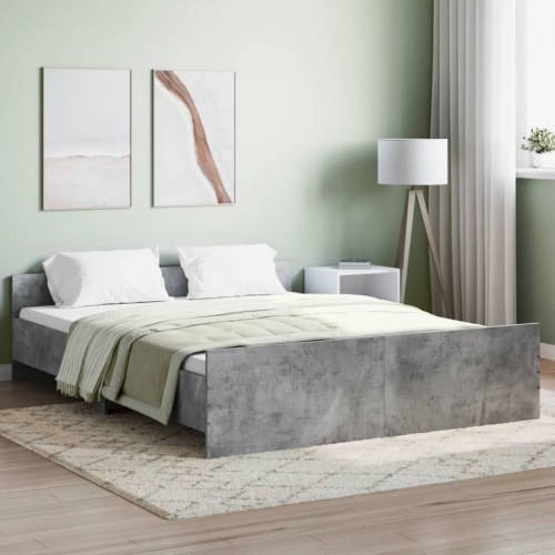 Sengeramme med gavl og fodgærde 150x200 cm - betongrå
