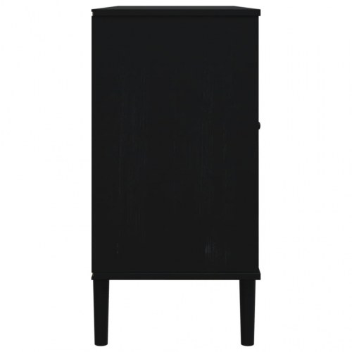 Skænk SENJA 112×40×80 cm i sort - rattan-look og massivt fyrretræ