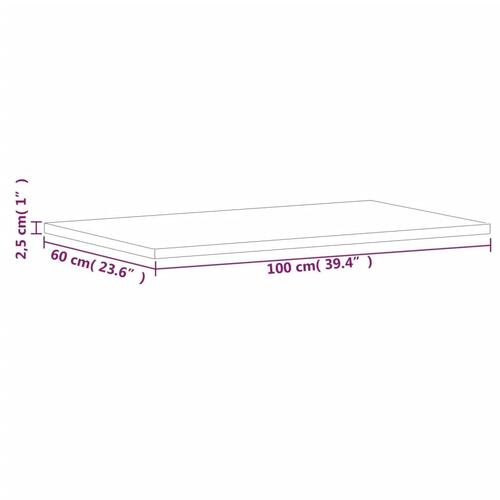 Bordplade 100x60x2,5 cm rektangulær massivt bøgetræ