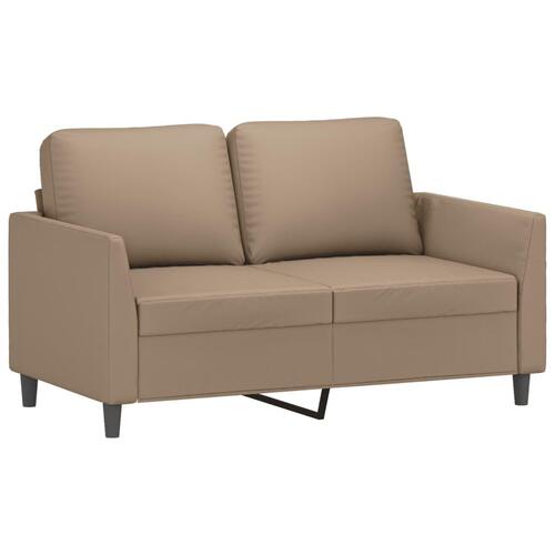 2 personers sofa med hynder kunstlæder cappuccinofarvet