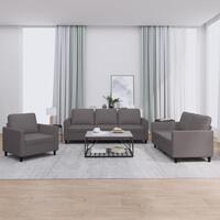 3 personers sofa med hynder kunstlæder grå