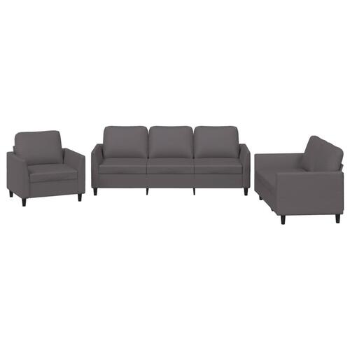 3 personers sofa med hynder kunstlæder grå