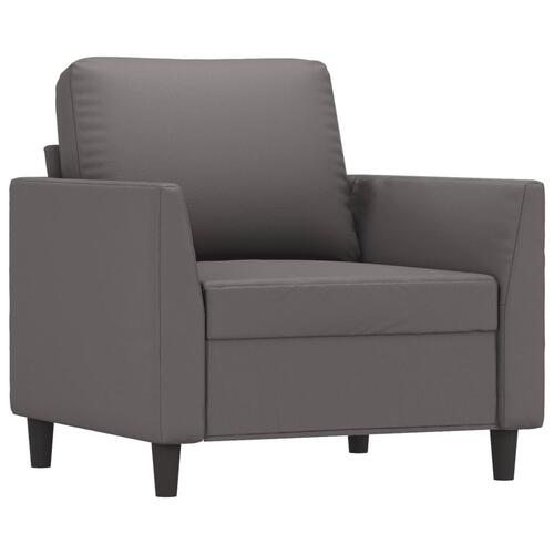 3 personers sofa med hynder kunstlæder grå