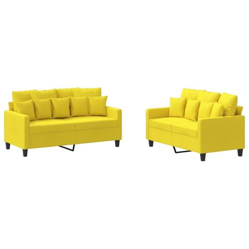 2 personers sofa med hynder stof lysegul