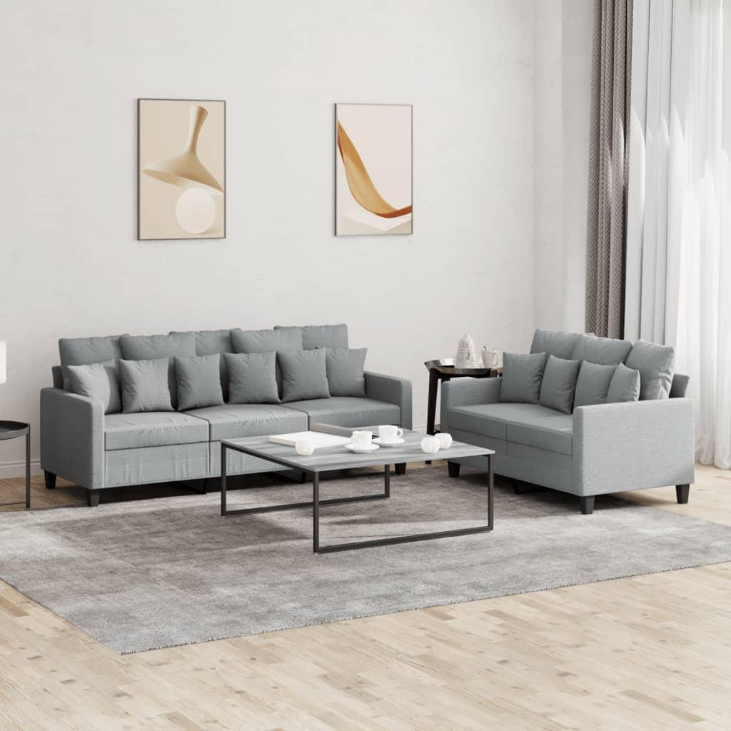 2 personers sofa med hynder stof lysegrå