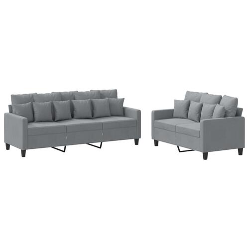2 personers sofa med hynder stof lysegrå