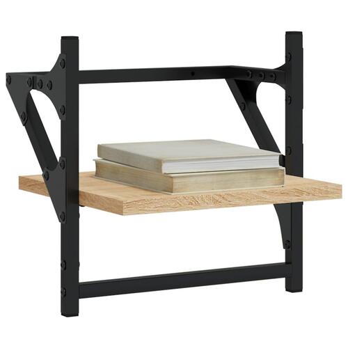 Væghylder med stænger 2 stk. 30x25x30 cm sonoma-eg