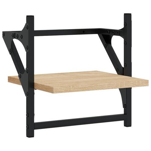 Væghylder med stænger 2 stk. 30x25x30 cm sonoma-eg