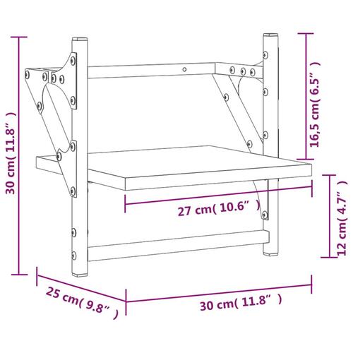Væghylder med stænger 2 stk. 30x25x30 cm sonoma-eg