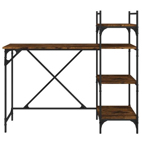 Computerbord med hylder 120x47x109 cm røget egetræsfarve