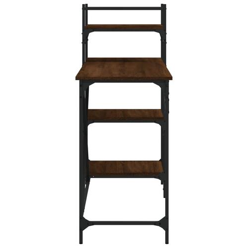 Computerbord med hylder 120x47x109 cm brun egetræsfarve