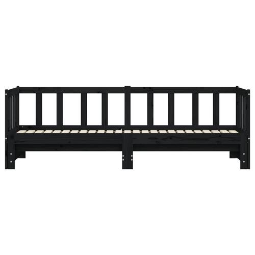 Daybed med udtræk 90x200 cm massivt fyrretræ sort