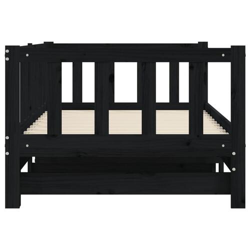 Daybed med udtræk 90x200 cm massivt fyrretræ sort
