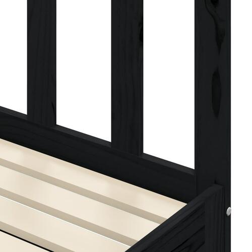 Daybed med udtræk 90x200 cm massivt fyrretræ sort