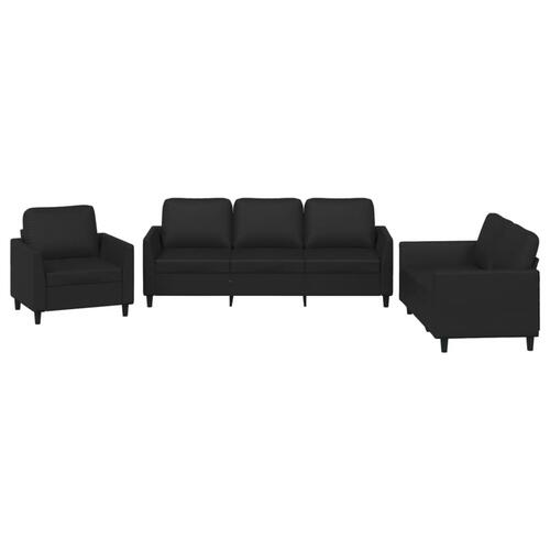 3 personers sofa med hynder kunstlæder sort