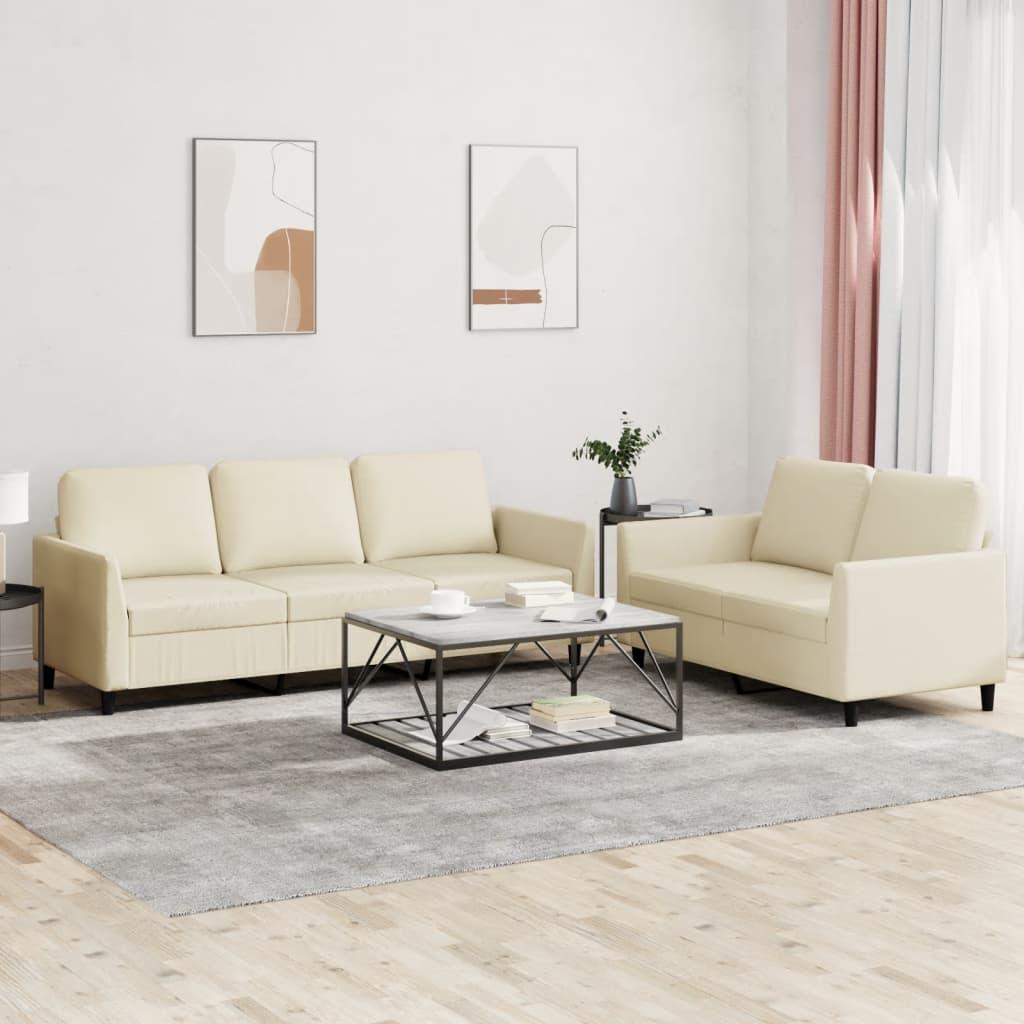 2 personers sofa med hynder kunstlæder Cremefarvet