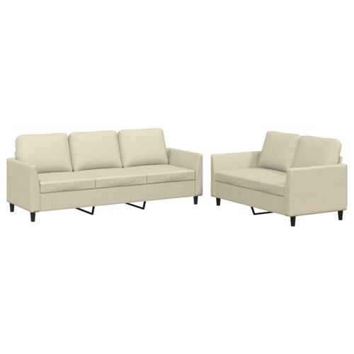 2 personers sofa med hynder kunstlæder Cremefarvet