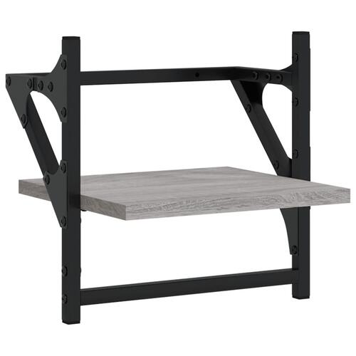 Væghylder med stænger 2 stk. 30x25x30 cm grå sonoma-eg
