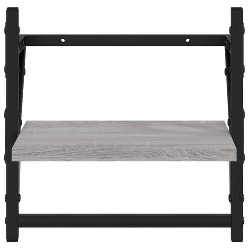 Væghylder med stænger 2 stk. 30x25x30 cm grå sonoma-eg