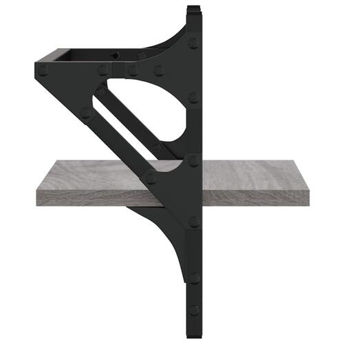 Væghylder med stænger 2 stk. 30x25x30 cm grå sonoma-eg
