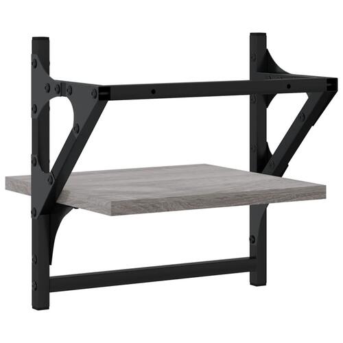 Væghylder med stænger 2 stk. 30x25x30 cm grå sonoma-eg