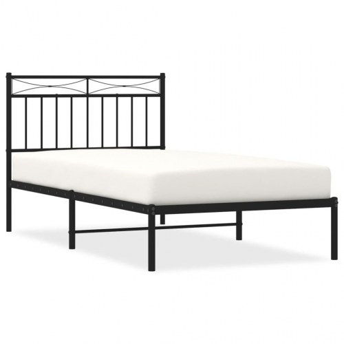 Sengeramme med sengegavl 100×190 cm - metal, sort