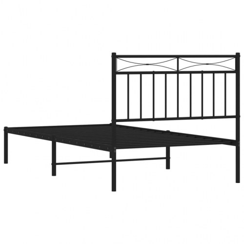 Sengeramme med sengegavl 100×190 cm - metal, sort