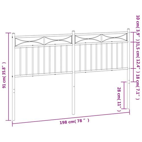 Sengegavl 193 cm metal sort