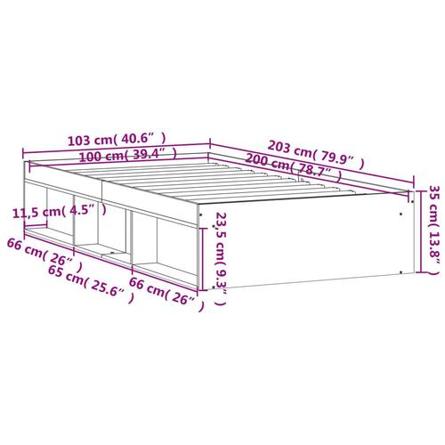 Sengeramme 100x200 cm betongrå
