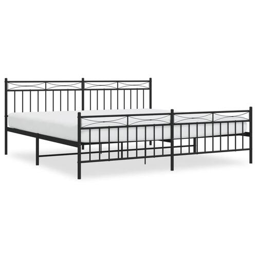 Sengeramme med sengegavl og fodgærde 200x200 cm metal sort