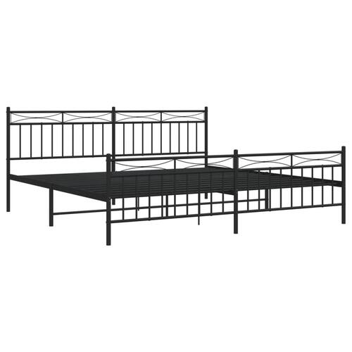 Sengeramme med sengegavl og fodgærde 200x200 cm metal sort
