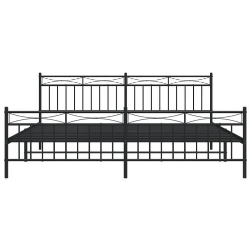 Sengeramme med sengegavl og fodgærde 200x200 cm metal sort