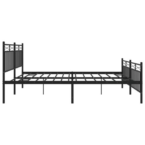Sengeramme med sengegavl og fodgærde 200x200 cm metal sort