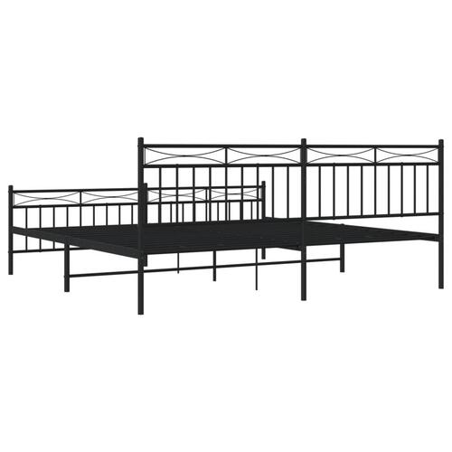 Sengeramme med sengegavl og fodgærde 200x200 cm metal sort