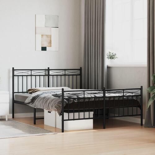 Sengeramme med sengegavl og fodgærde 140x190 cm metal sort