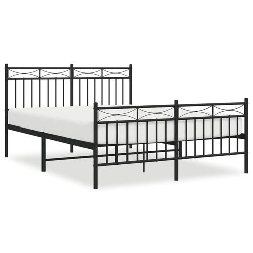Sengeramme med sengegavl og fodgærde 140x190 cm metal sort