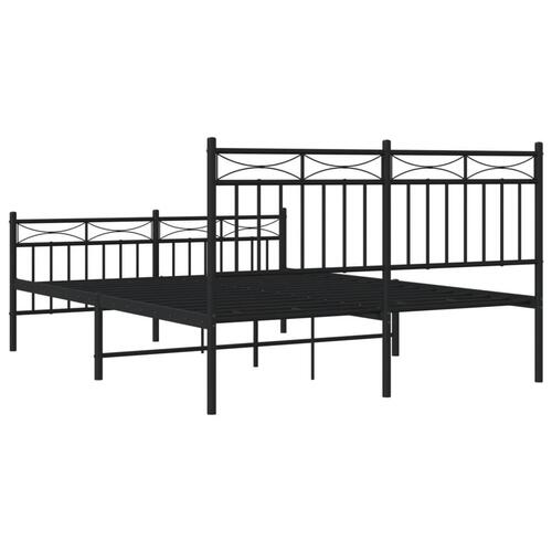 Sengeramme med sengegavl og fodgærde 140x190 cm metal sort
