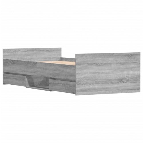 Sengeramme med sengegavl og fodgærde 100x200 cm grå sonoma-eg