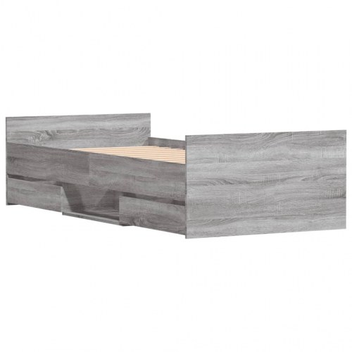 Sengeramme med sengegavl og fodgærde 90 x 200 cm - grå sonoma-eg
