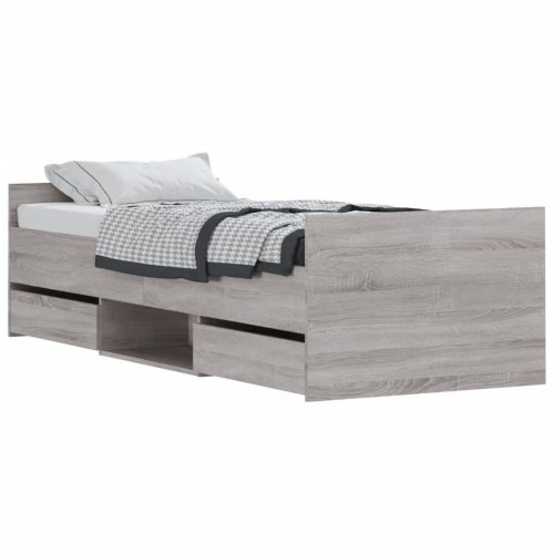Sengeramme med gavl og fodgærde 75 x 190 cm - grå sonoma-eg