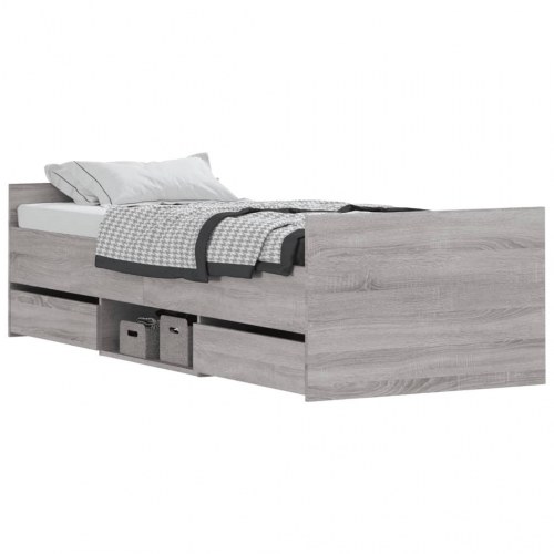 Sengeramme med gavl og fodgærde 75 x 190 cm - grå sonoma-eg
