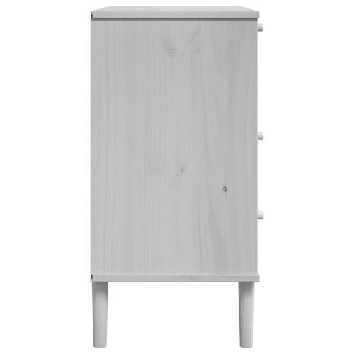 Kommode SENJA rattanlook 80x40x80 cm massivt fyrretræ hvid